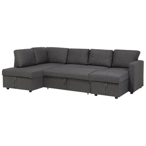 Canapé-lit En Forme De U 5 Places Karrabo Tissu Gris Foncé Avec Rangement