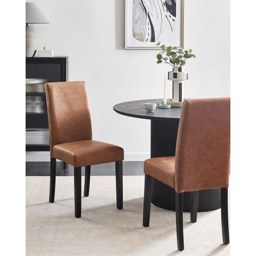 Lot de 2 Chaises De Salle à Manger En Cuir Pu Marron Broadway