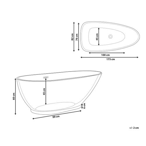 Baignoire Îlot Noir 173 Cm Guiana
