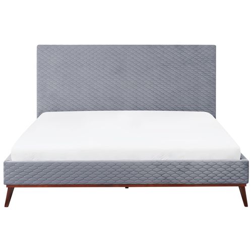 Lit Avec Sommier Velours Bayonne 180 X 200 Cm Gris Clair
