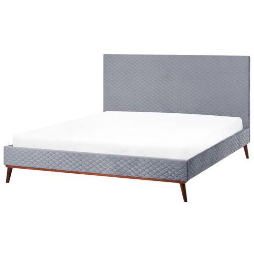 Lit Avec Sommier Velours Bayonne 180 X 200 Cm Gris Clair