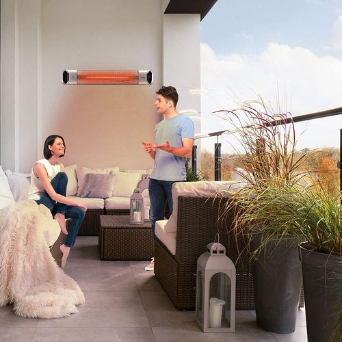 Chauffage Radiant Infrarouge  Radiateur Électrique 2000 W Télécommande  Argenté