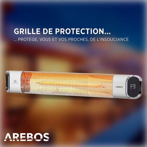 Chauffage Radiant Infrarouge  Radiateur Électrique 2000 W Télécommande  Argenté