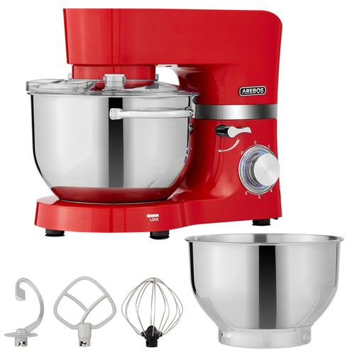 Robot Pâtissier 1500W 6,5L Facelle - Batteur Sur Socle Professionnel Avec Crochet Pétrisseur, Fouet Et Batteur - 6 Vitesses + Pulse, Tête Inclinable Et Faible Bruit