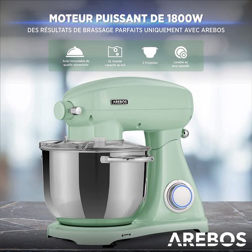 Robot Pâtissier Professionnel 1800w Retro Vert 6 Litres 6 Vitesses
