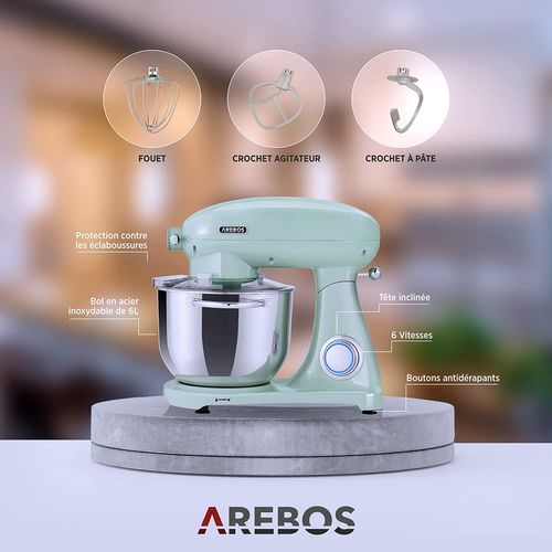 Robot Pâtissier Professionnel 1800w Retro Vert 6 Litres 6 Vitesses