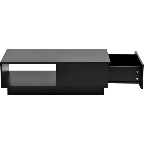 Table Basse à LED Laqué Noir Brillant 99 Cm