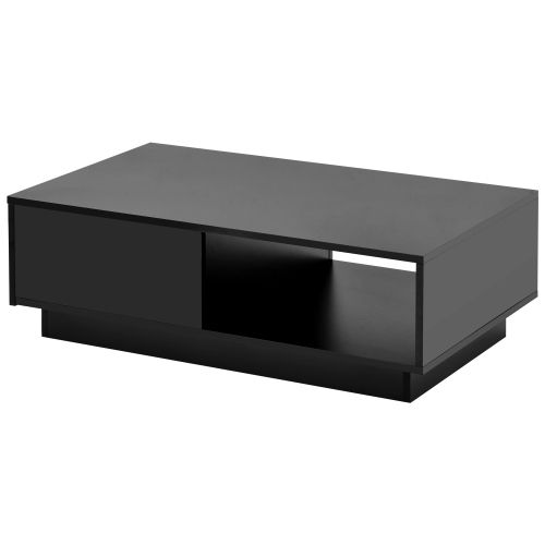 Table Basse à LED Laqué Noir Brillant 99 Cm