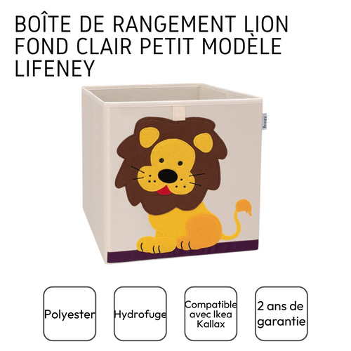 Boîte De Rangement En Tissu Pour Enfant "lion" Sur Fond Clair