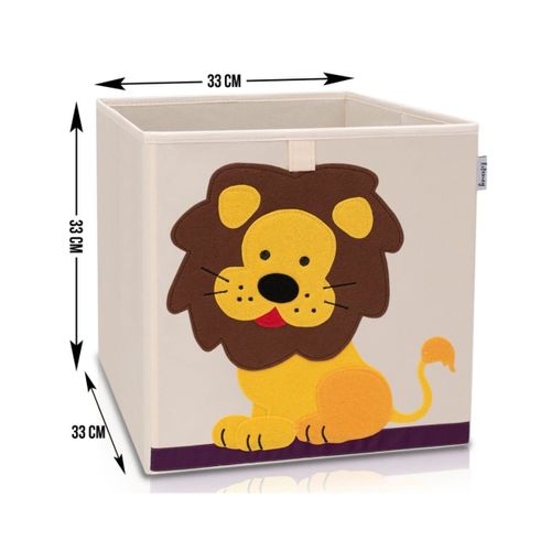 Boîte De Rangement En Tissu Pour Enfant "lion" Sur Fond Clair