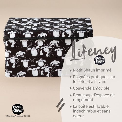Boîte De Rangement Avec Couvercle Fond Noir Lifeney Shaun Le Mouton