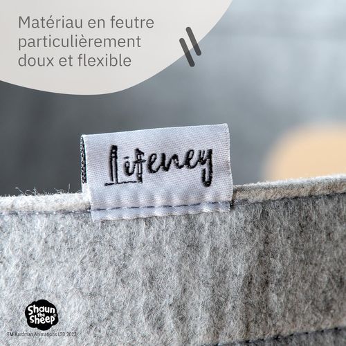 Panier à Linge Sale Gris En Feutre Motif 4 Moutons Lifeney Shaun Le Mouton