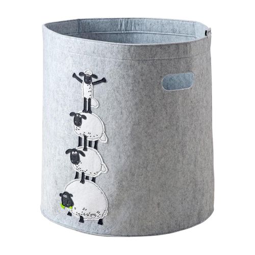 Panier à Linge Sale Gris En Feutre Motif 4 Moutons Lifeney Shaun Le Mouton