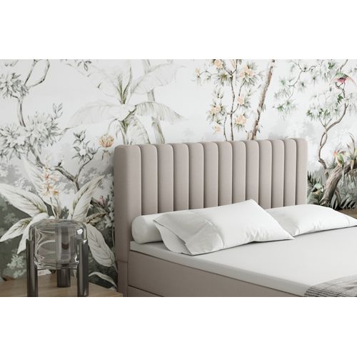 Lit Boxspring 140x200 Confortable Everest Avec Tiroir Et Surmatelas - Beige