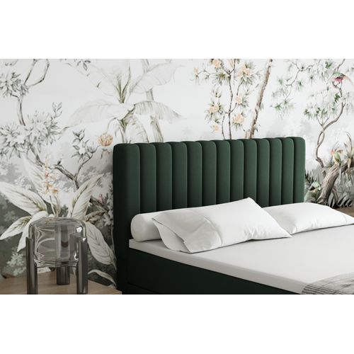 Lit Boxspring 140x200 Confortable Everest Avec Tiroir Et Surmatelas - Vert sapin