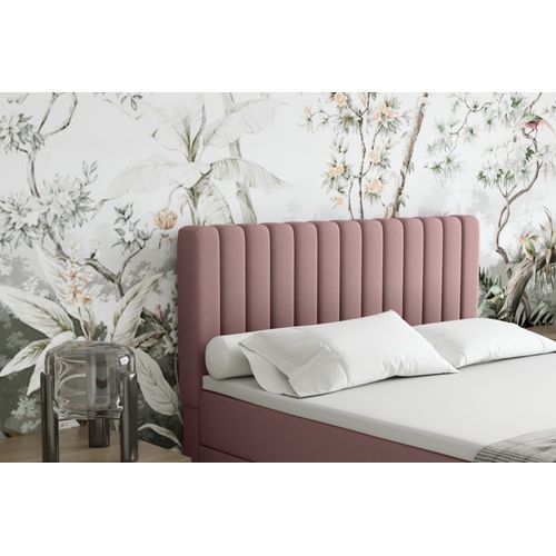 Lit Boxspring 140x200 Confortable Everest Avec Tiroir Et Surmatelas - Rose