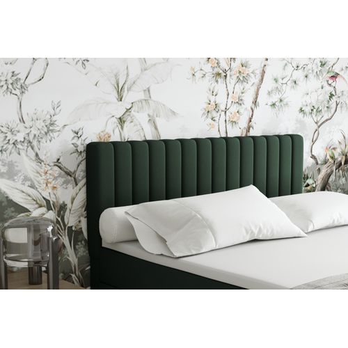 Lit Boxspring 160x200 Confortable Everest Avec Tiroir Et Surmatelas - Vert