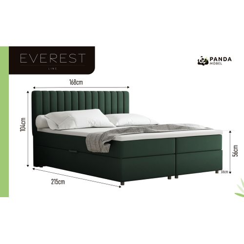 Lit Boxspring 160x200 Confortable Everest Avec Tiroir Et Surmatelas - Vert