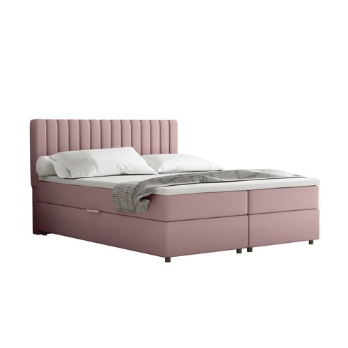Lit Boxspring 160x200 Confortable Everest Avec Tiroir Et Surmatelas - Rose