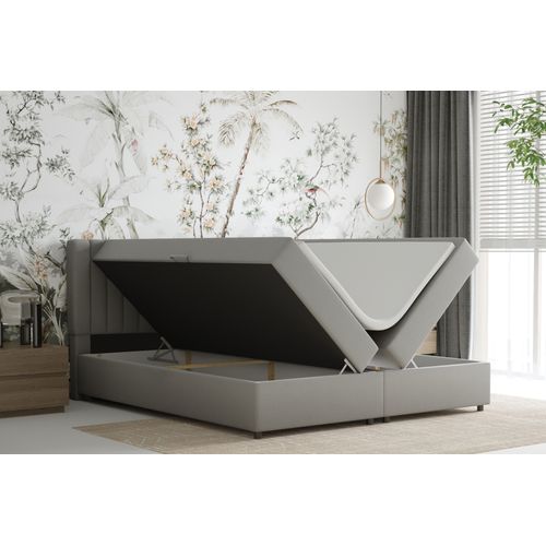 Lit Boxspring 180x200 Confortable Everest Avec Tiroir Et Surmatelas - Gris clair