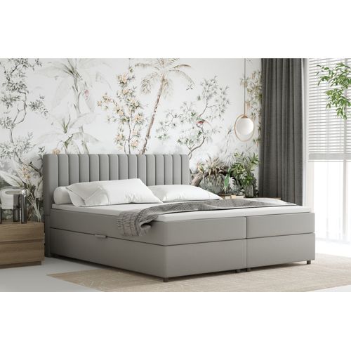 Lit Boxspring 180x200 Confortable Everest Avec Tiroir Et Surmatelas - Gris clair
