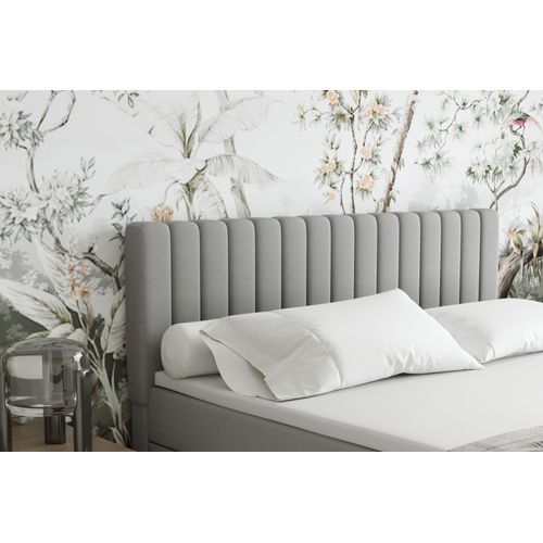 Lit Boxspring 180x200 Confortable Everest Avec Tiroir Et Surmatelas - Gris clair