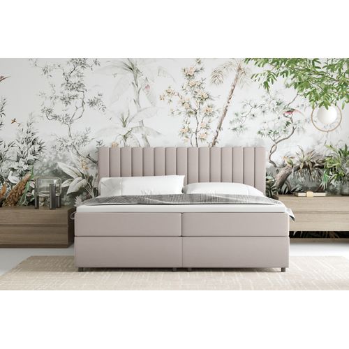 Lit Boxspring 180x200 Confortable Everest Avec Tiroir Et Surmatelas - Beige