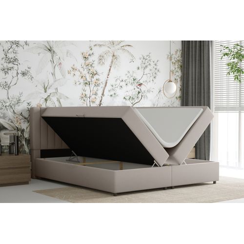 Lit Boxspring 180x200 Confortable Everest Avec Tiroir Et Surmatelas - Beige