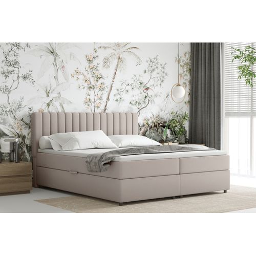 Lit Boxspring 180x200 Confortable Everest Avec Tiroir Et Surmatelas - Beige