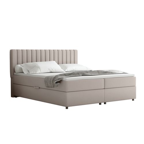 Lit Boxspring 180x200 Confortable Everest Avec Tiroir Et Surmatelas - Beige