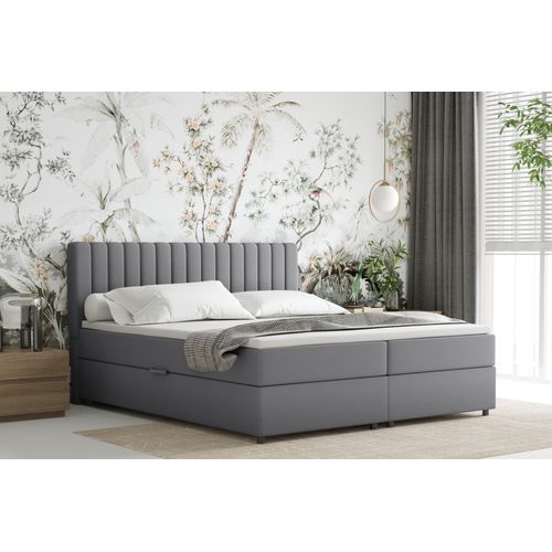 Lit Boxspring 180x200 Confortable Everest Avec Tiroir Et Surmatelas - Gris foncé