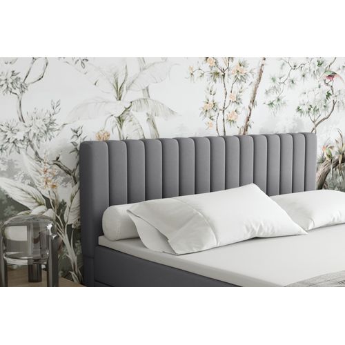 Lit Boxspring 180x200 Confortable Everest Avec Tiroir Et Surmatelas - Gris foncé