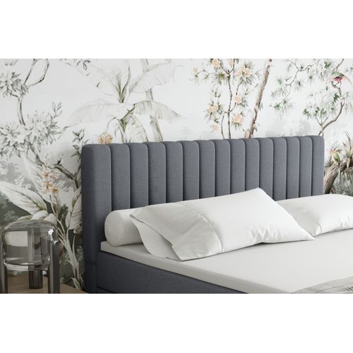 Lit Boxspring 180x200 Confortable Everest Avec Tiroir Et Surmatelas - Gris
