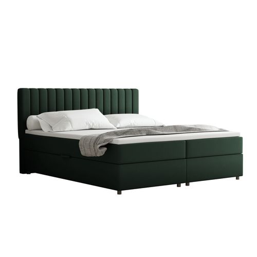 Lit Boxspring 180x200 Confortable Everest Avec Tiroir Et Surmatelas - Vert sapin