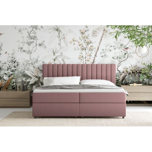 Lit Boxspring 180x200 Confortable Everest Avec Tiroir Et Surmatelas - Rose