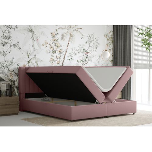 Lit Boxspring 180x200 Confortable Everest Avec Tiroir Et Surmatelas - Rose