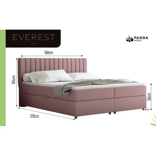 Lit Boxspring 180x200 Confortable Everest Avec Tiroir Et Surmatelas - Rose