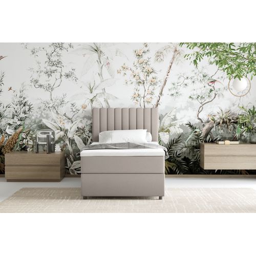 Lit Boxspring 90x200 Confortable Everest Avec Tiroir Et Surmatelas - Beige