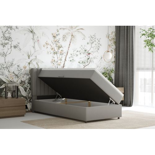 Lit Boxspring 90x200 Confortable Everest Avec Tiroir Et Surmatelas - Gris clair