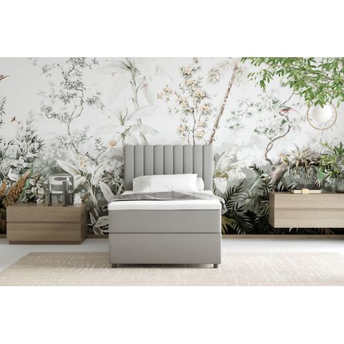 Lit Boxspring 90x200 Confortable Everest Avec Tiroir Et Surmatelas - Gris clair