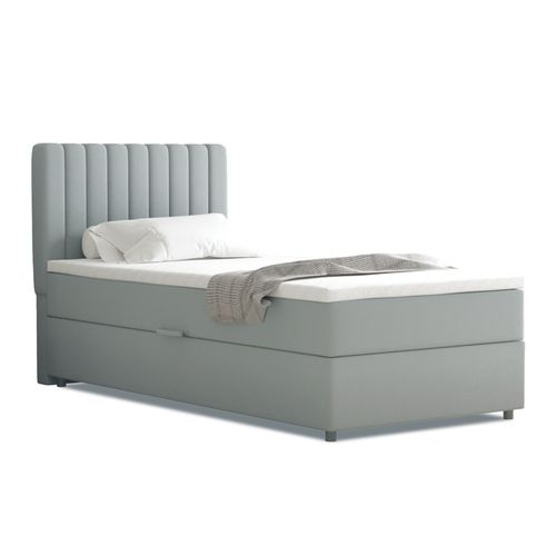 Lit Boxspring 90x200 Confortable Everest Avec Tiroir Et Surmatelas - Gris clair