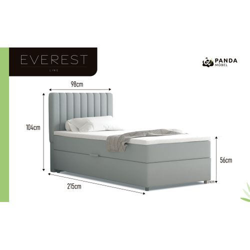 Lit Boxspring 90x200 Confortable Everest Avec Tiroir Et Surmatelas - Gris clair