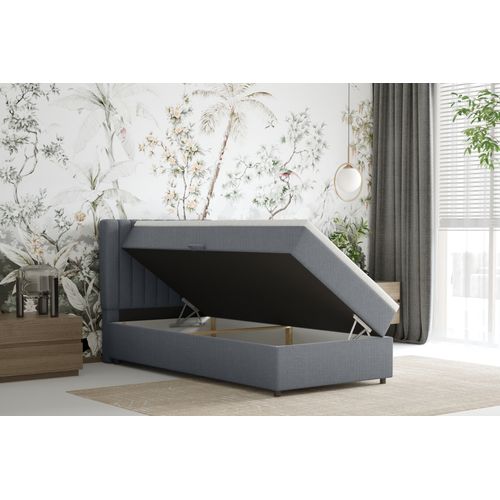Lit Boxspring 90x200 Confortable Everest Avec Tiroir Et Surmatelas - Gris