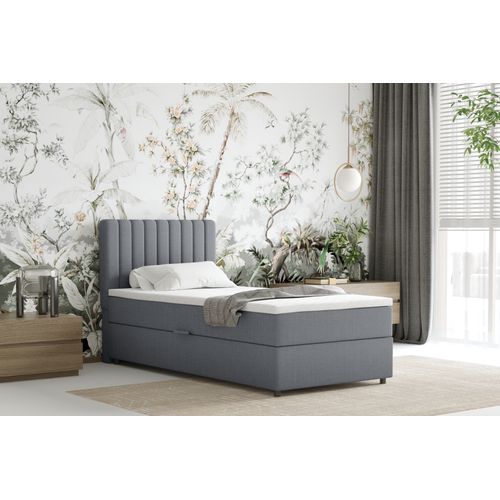 Lit Boxspring 90x200 Confortable Everest Avec Tiroir Et Surmatelas - Gris