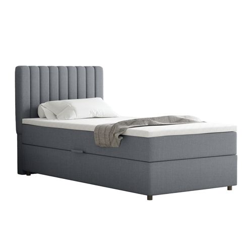 Lit Boxspring 90x200 Confortable Everest Avec Tiroir Et Surmatelas - Gris