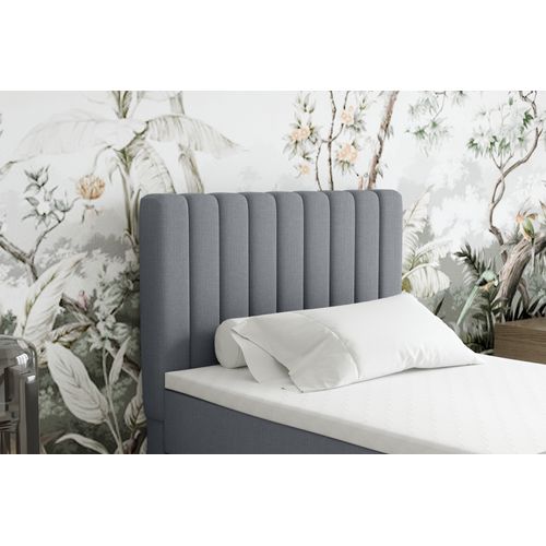 Lit Boxspring 90x200 Confortable Everest Avec Tiroir Et Surmatelas - Gris