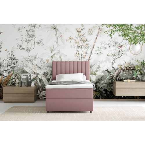 Lit Boxspring 90x200 Confortable Everest Avec Tiroir Et Surmatelas - Rose