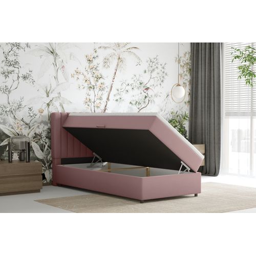 Lit Boxspring 90x200 Confortable Everest Avec Tiroir Et Surmatelas - Rose