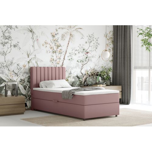 Lit Boxspring 90x200 Confortable Everest Avec Tiroir Et Surmatelas - Rose