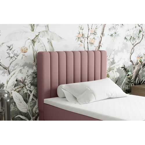 Lit Boxspring 90x200 Confortable Everest Avec Tiroir Et Surmatelas - Rose